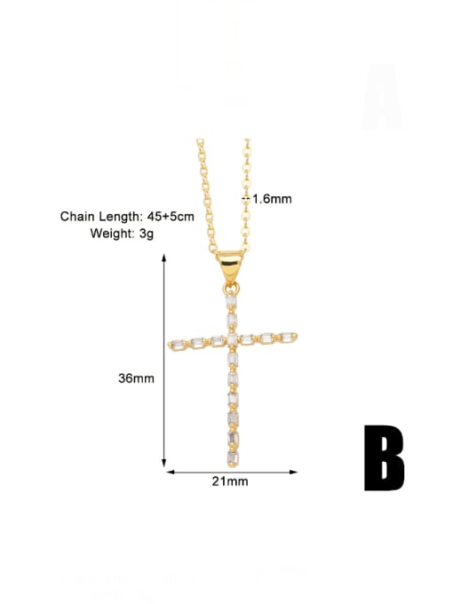 B Brass Cubic Zirconia Cross Dainty Regligious Necklace