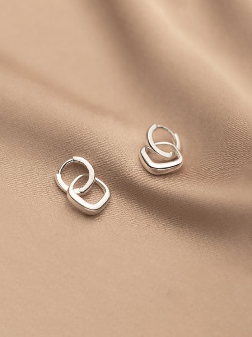 silver 925 Sterling Silver Geometric Minimalist Huggie Earring