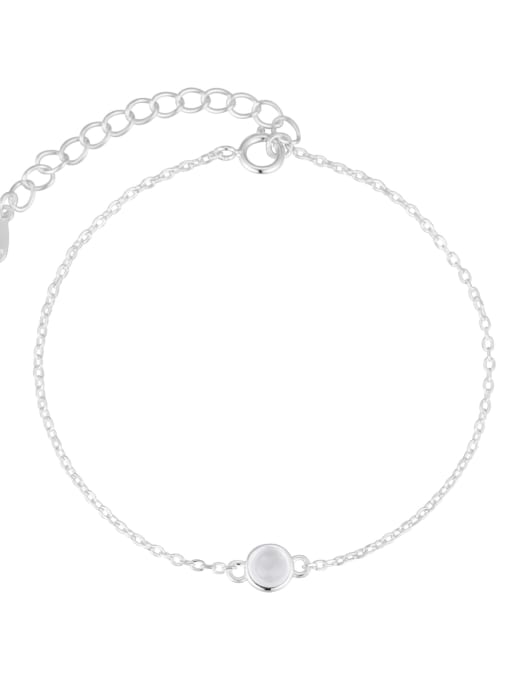 April white crystal 925 Sterling Silver Natural Stone Geometric Luxury Link Bracelet