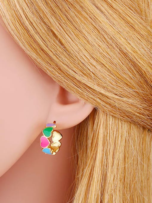 CC Brass Enamel Heart Minimalist Stud Earring 4