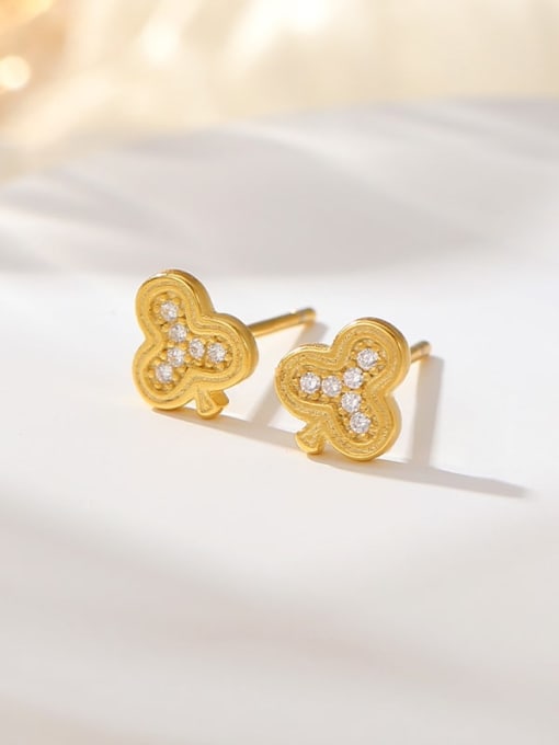 ES2495 Gold 925 Sterling Silver Cubic Zirconia Heart Dainty Stud Earring