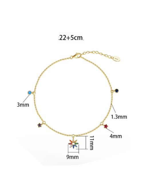 RINNTIN 925 Sterling Silver Cubic Zirconia Flower Dainty  Anklet 2