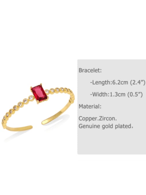 red Brass Cubic Zirconia Geometric Minimalist Cuff Bangle