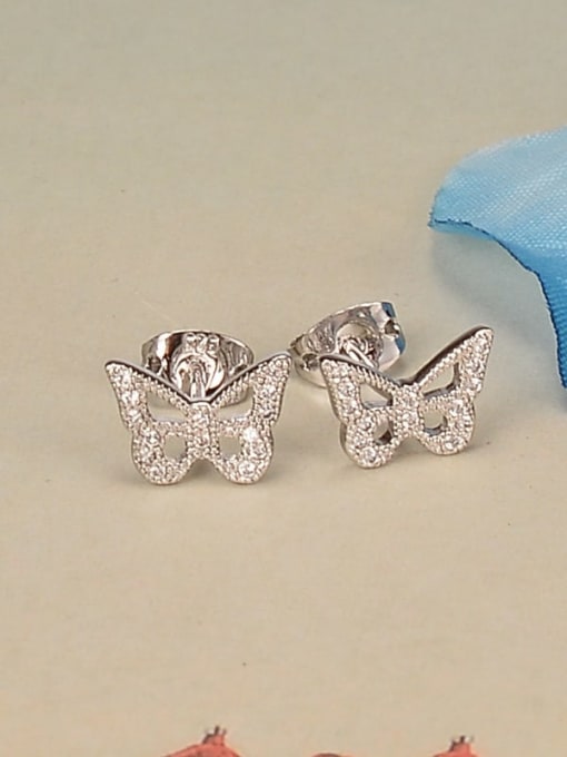 A TEEM Titanium Rhinestone Butterfly Minimalist Stud Earring 1