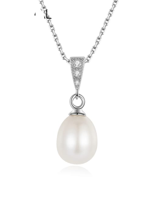 CCUI 925 Sterling Silver Imitation Pearl Water Drop Dainty Necklace 0