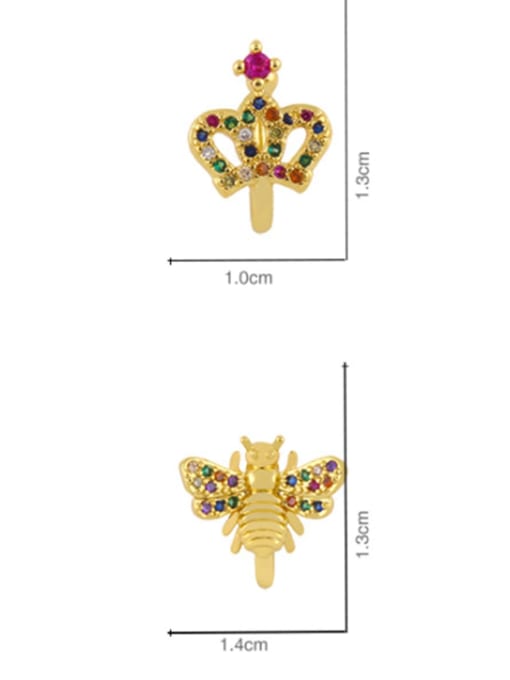 CC Brass Cubic Zirconia Crown Ethnic Huggie Earring 3