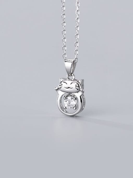 Rosh 925 Sterling Silver Cubic Zirconia Cat Cute Necklace 2