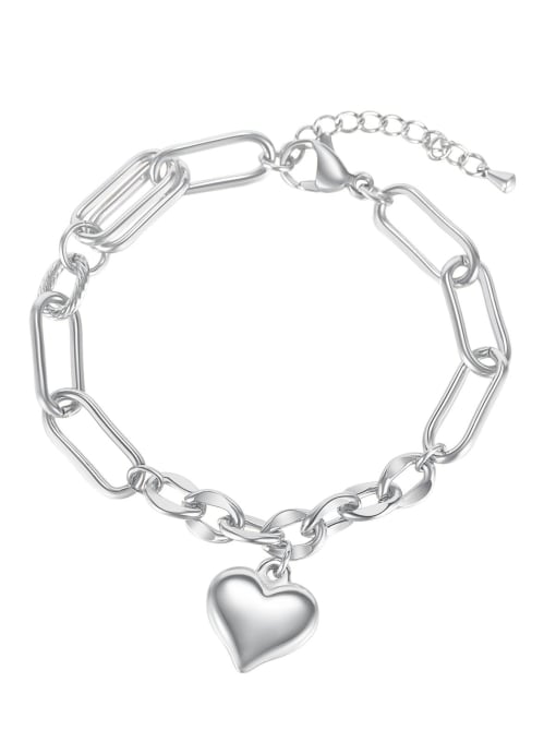 1195 steel Titanium Steel Heart Minimalist Link Bracelet