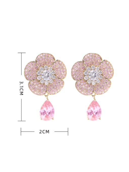 Luxu Brass Cubic Zirconia Flower Statement Drop Earring 1