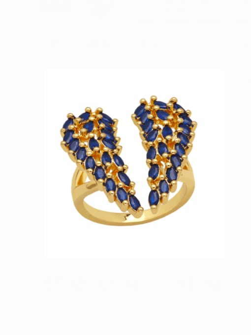 blue Brass Cubic Zirconia Wing Vintage Band Ring