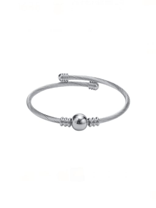 Steel color Stainless steel Round Vintage Band Bangle
