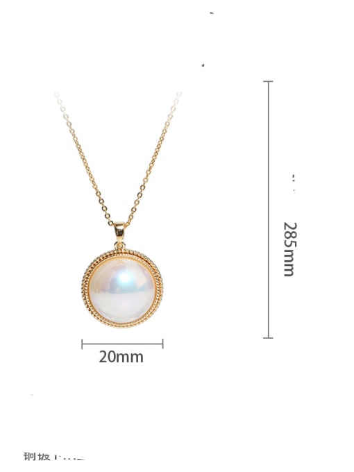 Simple round Brass Imitation Shell Pearl Geometric Minimalist Necklace