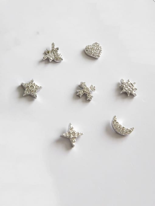DAKA 925 Sterling Silver Cubic Zirconia White Star Minimalist Stud Earring 0