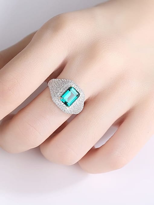 CCUI 925 Sterling Silver Cubic Zirconia Geometric Luxury Cocktail Ring 1