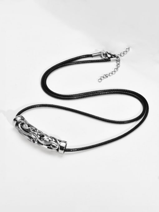 CONG Stainless steel Artificial Leather Geometric Hip Hop Necklace 0