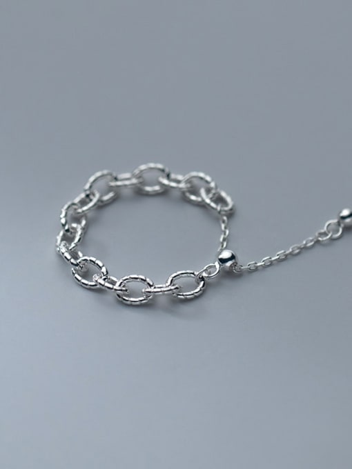 Rosh 925 Sterling Silver Hollow Geometric  Chain Minimalist Band Ring 2