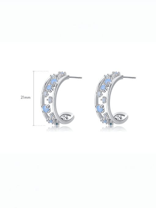 MODN 925 Sterling Silver Cubic Zirconia Geometric Cute Stud Earring 2