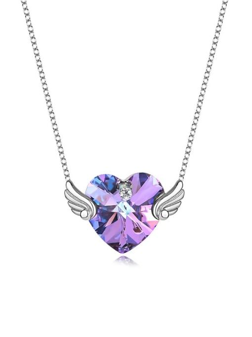 JYXZ 026 (gradient purple) 925 Sterling Silver Austrian Crystal Heart Classic Necklace