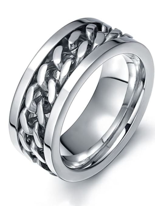 R 016S6 13 Titanium Steel Geometric Chain Minimalist Band Ring
