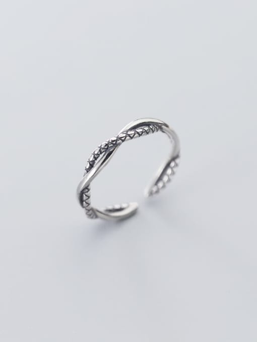 Rosh 925 sterling silver Simple fashion retro twist  free size ring 0
