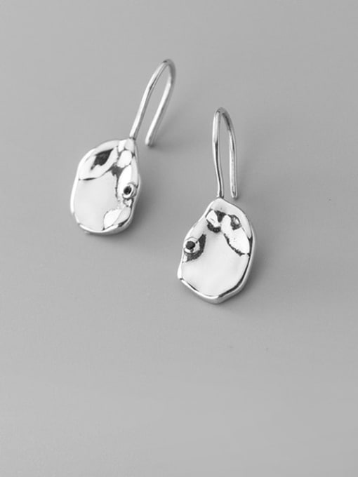 Rosh 925 Sterling Silver Smooth Geometric Minimalist Hook Earring 0