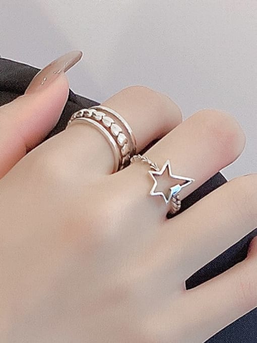 XBOX 925 Sterling Silver  Retro simple irregular five-pointed star Band Ring 2