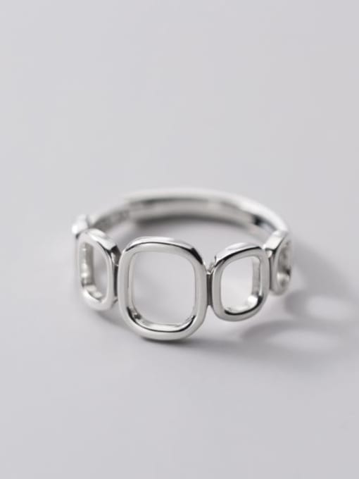 Rosh 925 Sterling Silver  hollow Geometric Vintage Band Ring 1