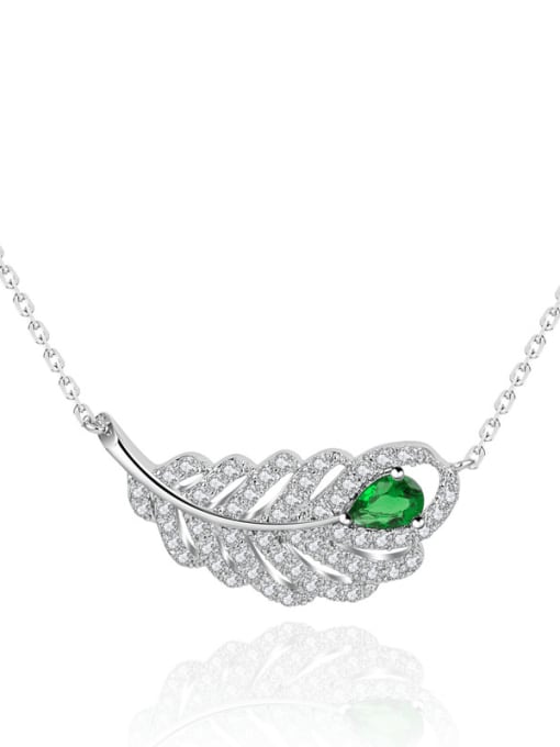 BLING SU Copper Cubic Zirconia Hollow Leaf Luxury Necklace 0