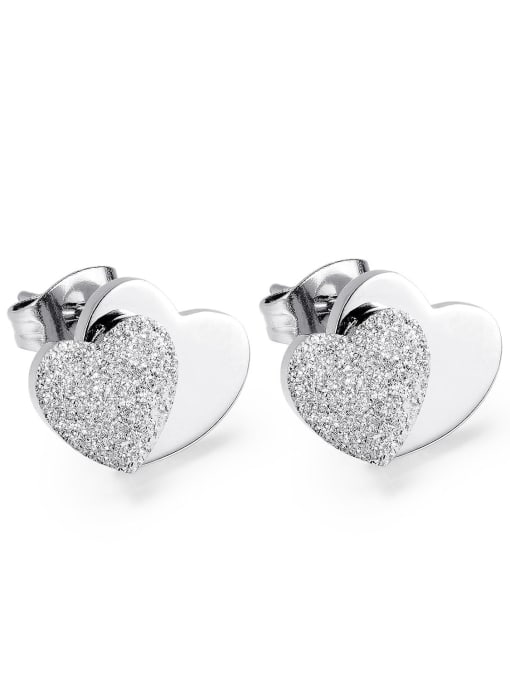646 Steel Ear Stud Titanium Steel Heart Minimalist Stud Earring