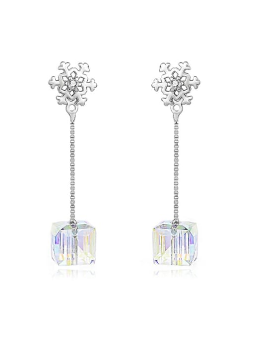 JYEH 016 (platinum) 925 Sterling Silver Austrian Crystal Square Classic Drop Earring
