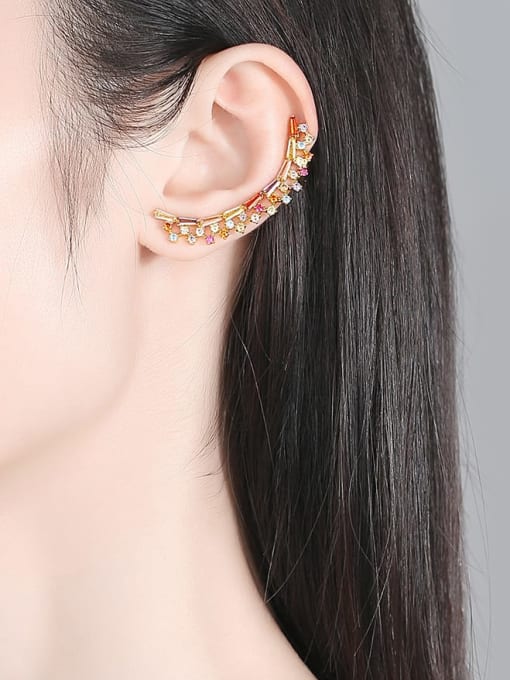 BLING SU Brass Cubic Zirconia Irregular Trend Stud Earring 1