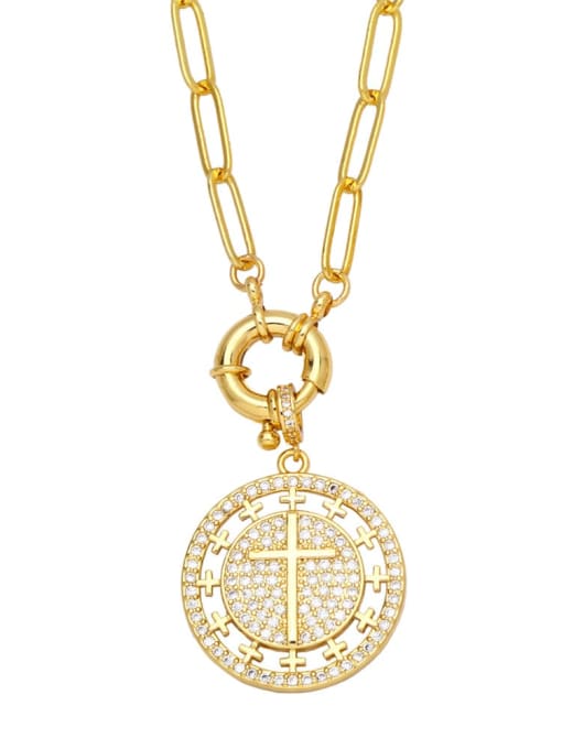 A Brass Cubic Zirconia Cross Vintage Regligious Necklace