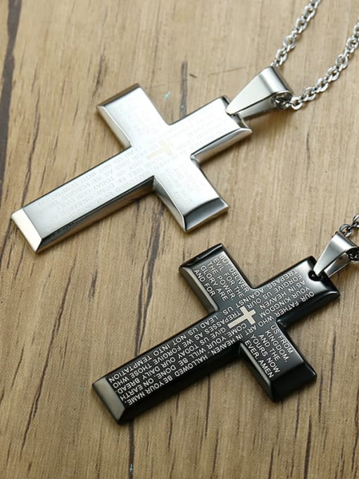 CONG Stainless Steel Letter Cross Minimalist Regligious Necklace 1