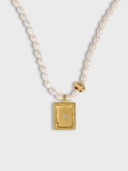 DAKA 925 Sterling Silver Freshwater Pearl Geometric Vintage Necklace 0