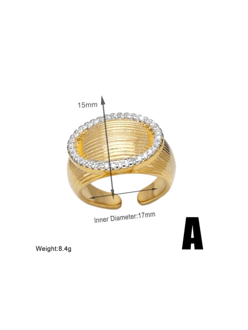 A Brass Cubic Zirconia Geometric Hip Hop Band Ring