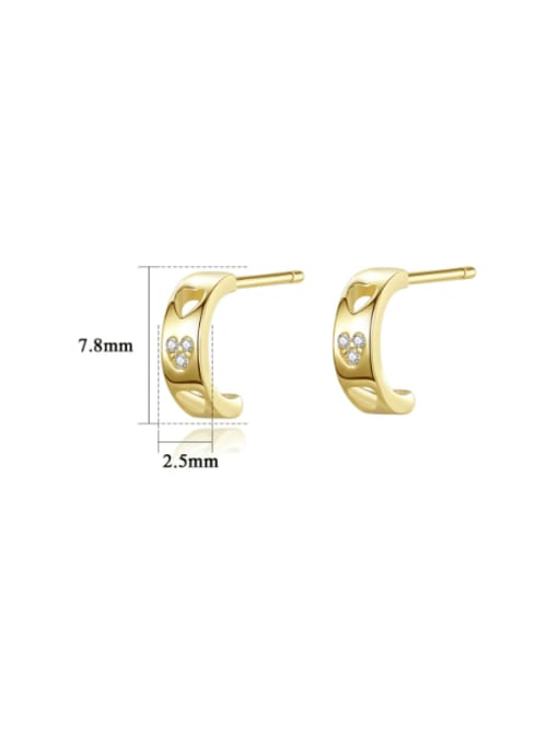 14K Gold 925 Sterling Silver Cubic Zirconia Geometric Minimalist Stud Earring