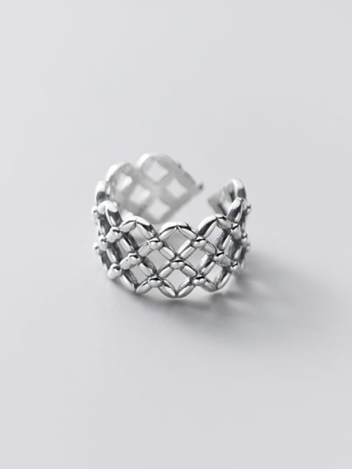 Rosh 925 Sterling Silver Hollow Geometric Vintage Band Ring 1
