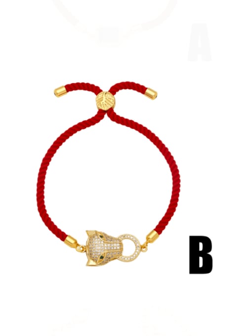 B Brass Cubic Zirconia Leopard Vintage Adjustable Bracelet