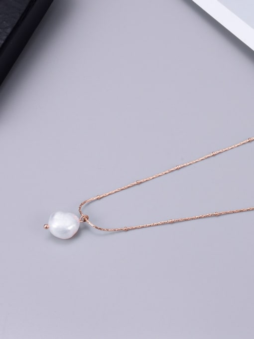A TEEM Titanium Imitation Pearl White Necklace 3