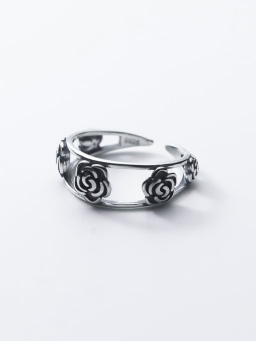 One Rose Style 925 Sterling Silver Flower Vintage Band Ring