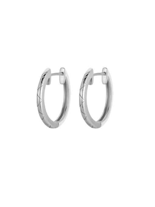 White gold large circle earrings 925 Sterling Silver Geometric Minimalist Huggie Earring