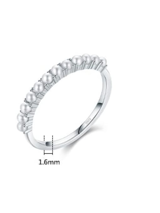MODN 925 Sterling Silver Imitation Pearl Irregular Trend Band Ring 2