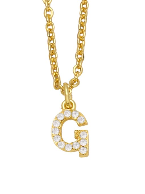 G Brass Cubic Zirconia Letter Vintage Necklace