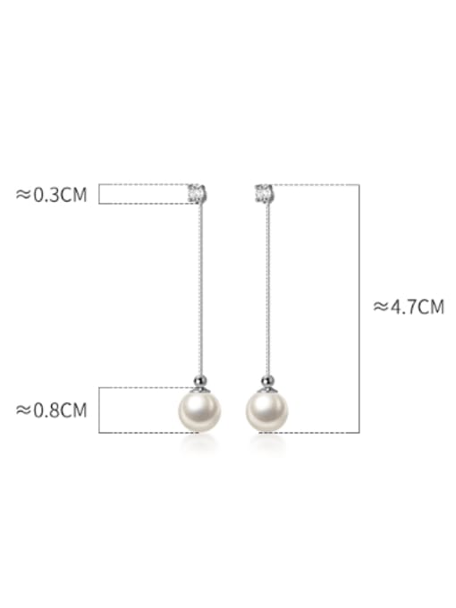Rosh 925 Sterling Silver Imitation Pearl Geometric Minimalist Threader Earring 3