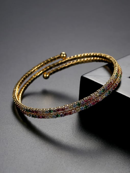 BLING SU Copper Cubic Zirconia Multi Color Round Luxury Bracelet 3
