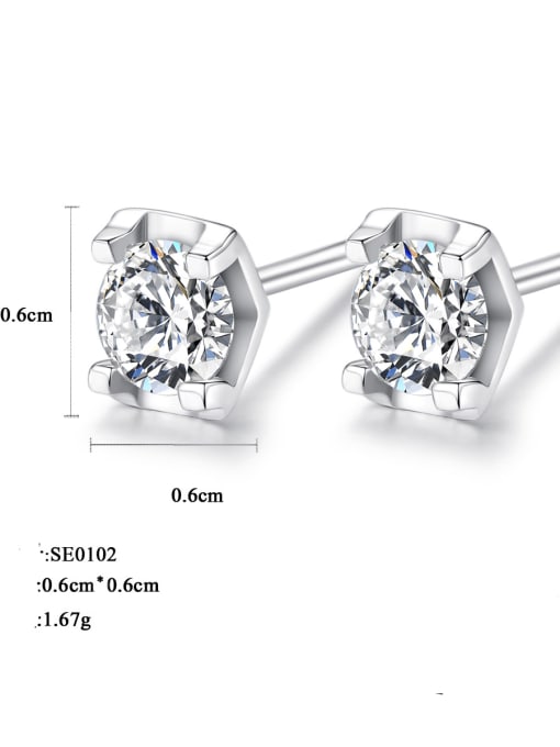 CCUI 925 Sterling Silver Cubic Zirconia White Hexagon Minimalist Stud Earring 2