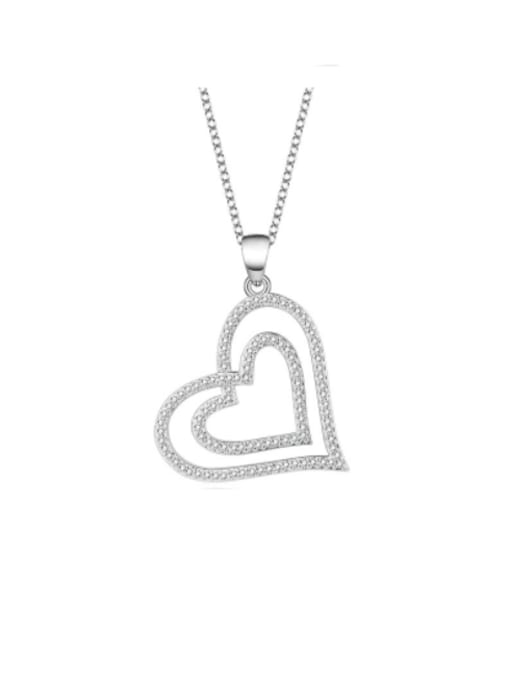 BC-Swarovski Elements 925 Sterling Silver Cubic Zirconia Heart Minimalist Necklace 0