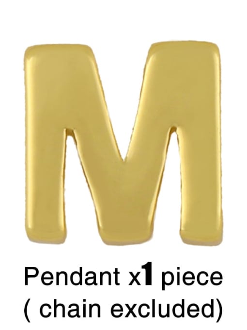 M(Without Chain) Brass Smooth Minimalist Letter Pendant