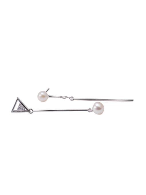 XBOX 925 Sterling Silver Imitation Pearl Geometric Minimalist Drop Earring
