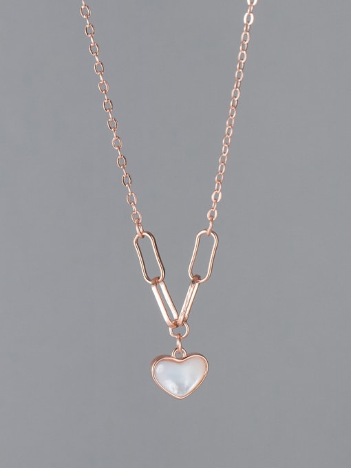 Rosh 925 Sterling Silver Shell Heart Minimalist Necklace 2